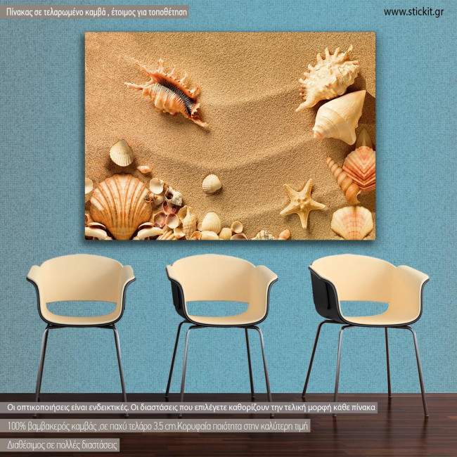 Canvas print Sea shells with sand