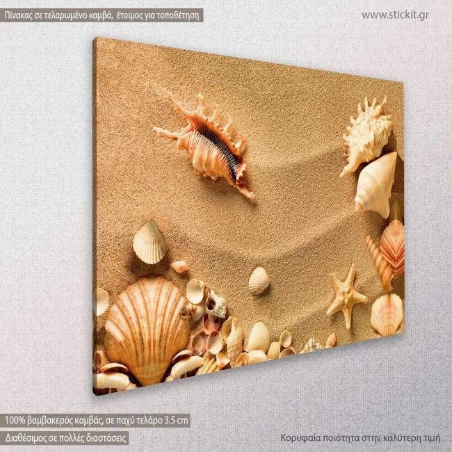 Canvas print Sea shells with sand, side