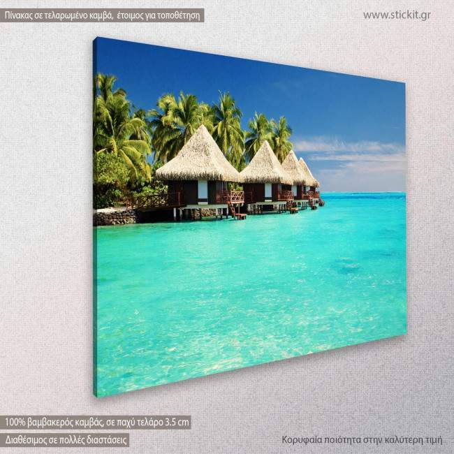 Tropic sea bungalows, πίνακας σε καμβά, κοντινό
