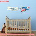 Airplane with banner with name  wooden figure
