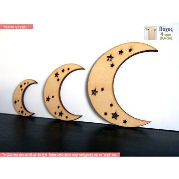 Wooden Moon with stars  decorative figure 2