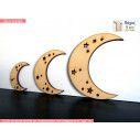 Wooden Moon with stars  decorative figure