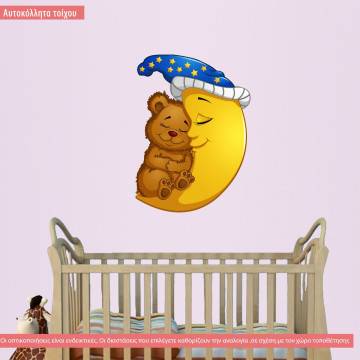 Αυτοκόλλητο τοίχου αρκουδάκι και φεγγάρι, Sleepy moon