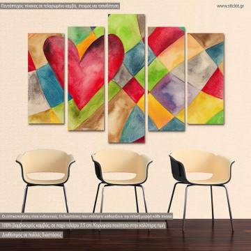 Canvas print Happiness, water colors five panels