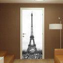 Door sticker Eiffel tower grayscale