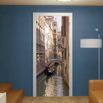 Αυτοκόλλητο πόρτας Gondola and canal
