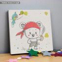 Αρκουδάκια σε αστέρι και φεγγάρι, παιδικός - βρεφικός πίνακας σε καμβά