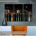 Canvas print Thessaloniki with full moon,  3 panels