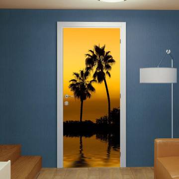 Door sticker Palm trees sunset