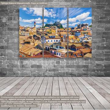 Canvas print city Corfu,  3 panels