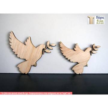 Dove with olive branch wooden figure