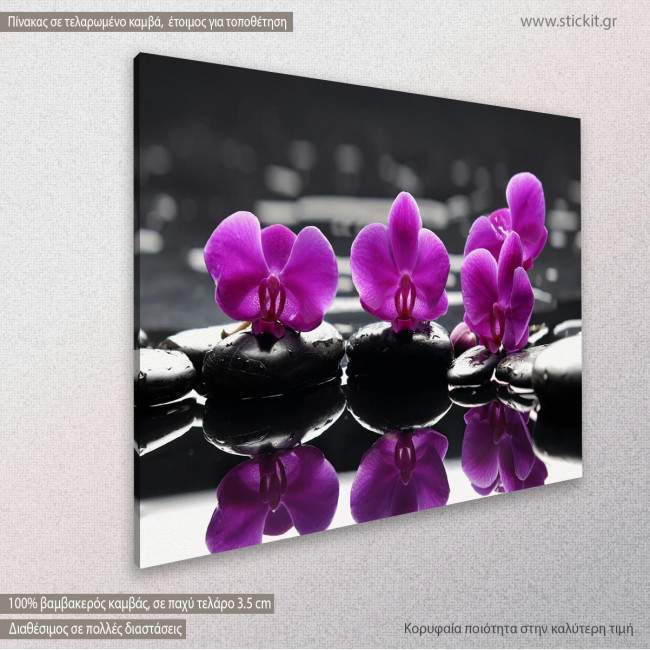 Orchids on water, πίνακας σε καμβά, κοντινό