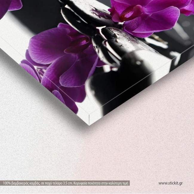 Orchids on water, τρίπτυχος πίνακας σε καμβά, λεπτομέρεια