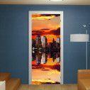 Αυτοκόλλητο πόρτας Lower Manhattan Skyline