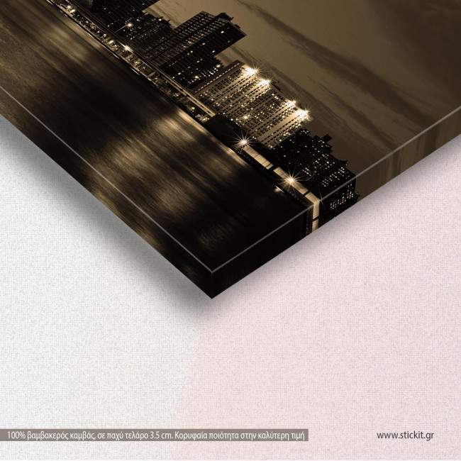 Canvas print Manhattan bridge sepia,  3 panels, detail