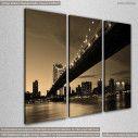Canvas print Manhattan bridge sepia,  3 panels, side