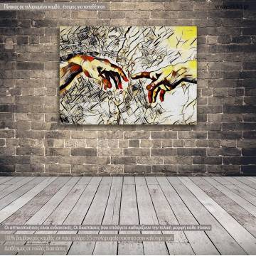 Canvas print The creation of Adam reart II,  (original by Michelangelo), reproduction