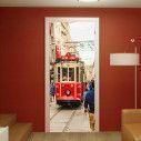Door sticker Old red tram in taksim
