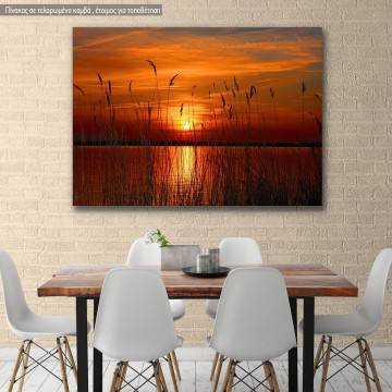 Πίνακας σε καμβά Λίμνη ηλιοβασίλεμα, Sunset lake