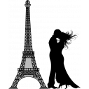 Ζευγάρι ,με φόντο τον πύργο του Άϊφελ , Αυτοκόλλητο τοίχου