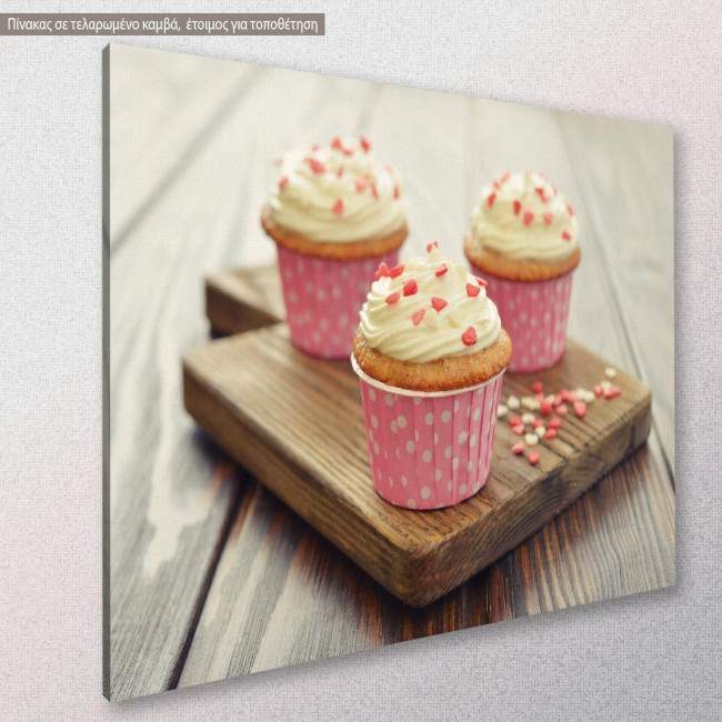Canvas print Cupcakes pink, side
