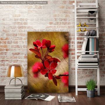Πίνακας σε καμβά κόκκινα λουλούδια, Card with red flowers