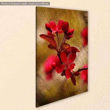 Πίνακας σε καμβά κόκκινα λουλούδια Card with red flowers Όψη 1 2