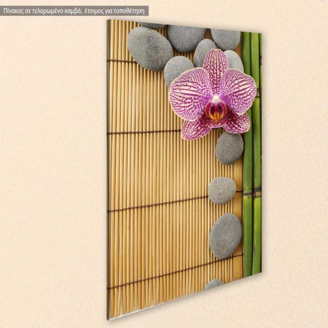 Pink orchid and gray stones, πίνακας σε καμβά, κοντινό