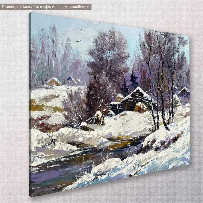 Canvas print, Small house in winter village, side