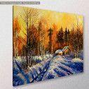 Canvas print, Evening in winter village, side