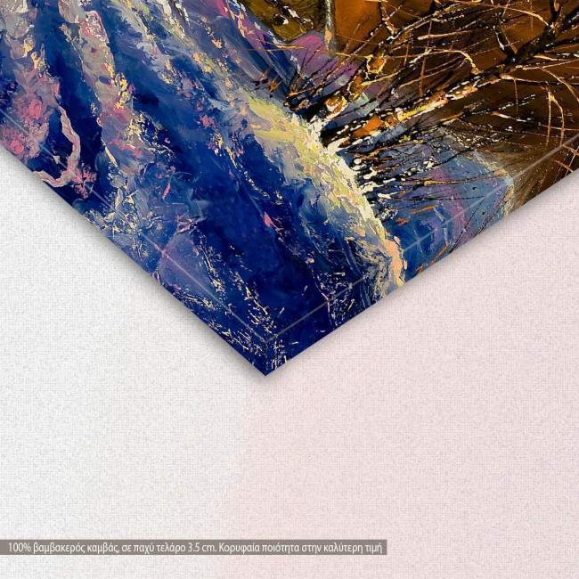 Canvas print, Evening in winter village, detail