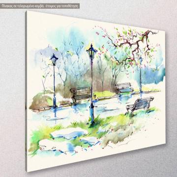 Πίνακας σε καμβά Spring in the city Καμβάς τελαρωμένος Όψη 1 2