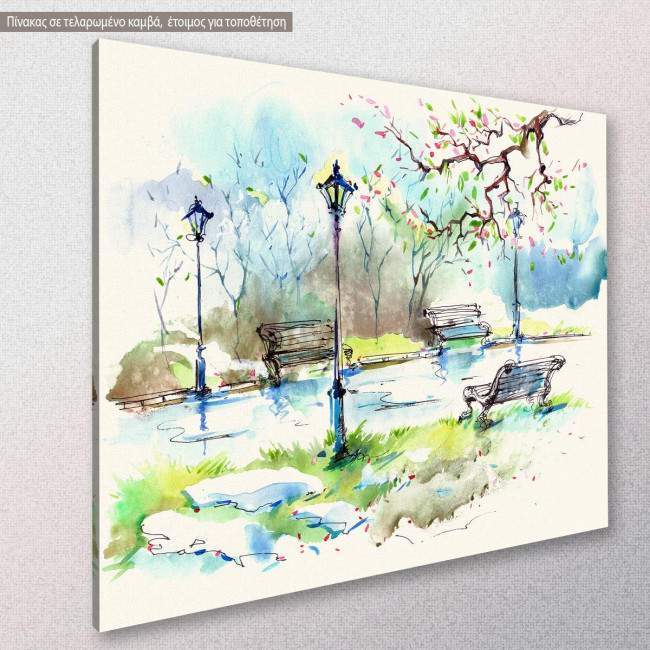 Spring in the city, πίνακας σε καμβά, κοντινό