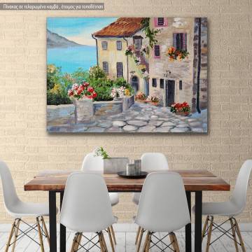Πίνακας σε καμβά Παραθαλάσσιο τοπίο, Beautiful houses near the sea ΙΙ