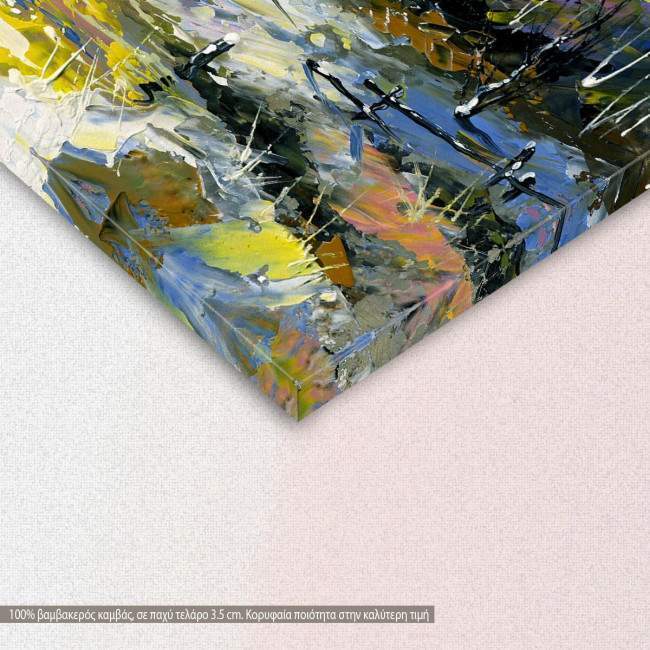 Canvas print Scenery at forest, Winter landscape with the wood river, detail