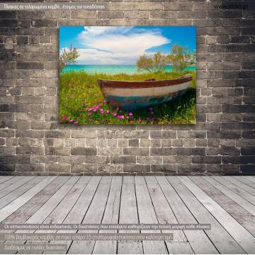 Canvas print Fishing boat at Cyclades