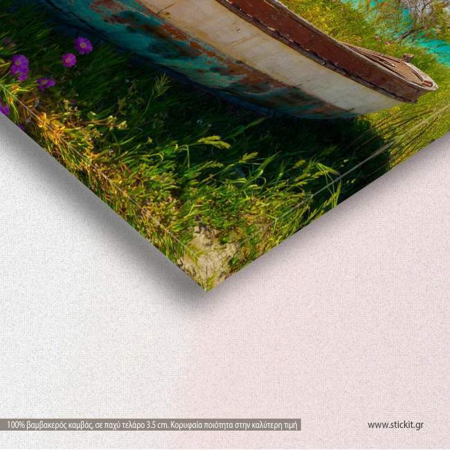 Fishing boat at Cyclades, πίνακας σε καμβά, λεπτομέρεια