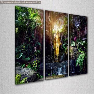 Canvas print Golden Buddha statue,  3 panels 2