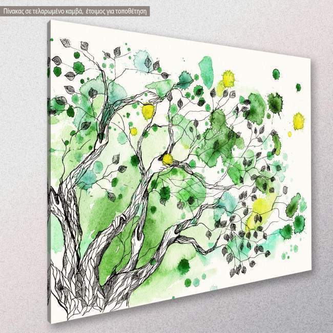 Tree watercolor, πίνακας σε καμβά, κοντινό