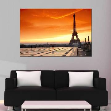 Canvas print Paris sunset, Eiffel sunset