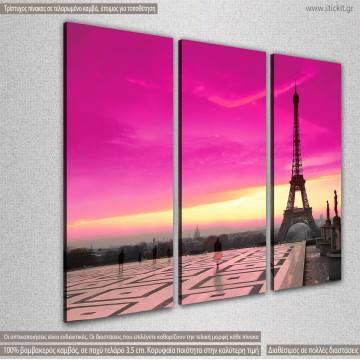 Canvas print Eiffel pink sunset,  3 panels 2