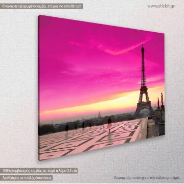 Πίνακας σε καμβά Παρίσι, Eiffel pink sunset 2