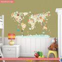 Kids wall stickers map with animals