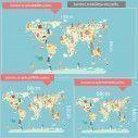 Kids wall stickers map with animals