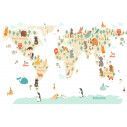 Kids wall stickers map with animals