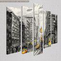 Canvas print Street view of New York, digital painting five panels, side
