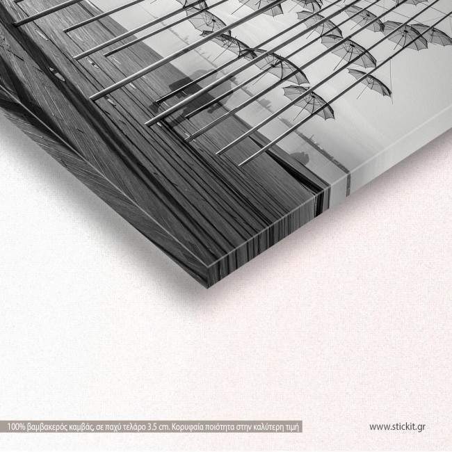 Umbrellas of Thessaloniki,  black and white, πίνακας σε καμβά, λεπτομέρεια