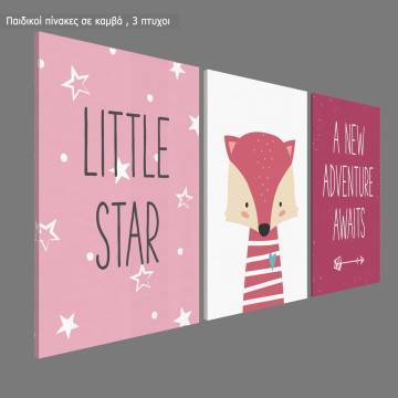 Canvas print Little star, new adventure girly,3 panels 2
