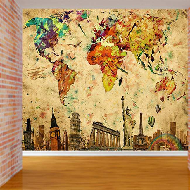 Ταπετσαρία τοίχου Παγκόσμιος τουριστικός χάρτης