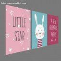 Kids canvas print Little star, new adventure girly,  3 panels
